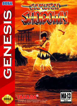 Samurai Spirits box art for Sega Mega Drive